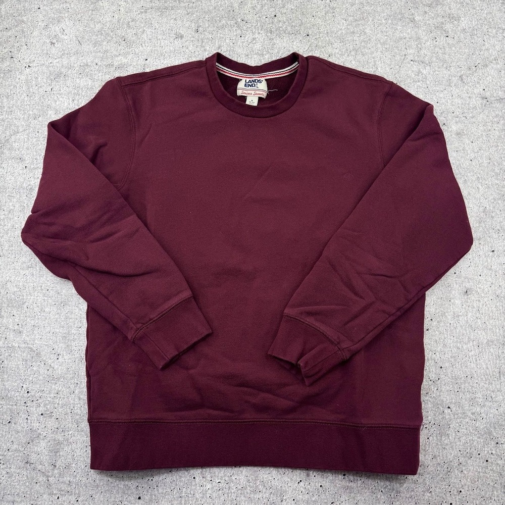 Vintage Y2K Lands End Serious Sweats Sweatshirt Red Mens Medium Cotton Fleece